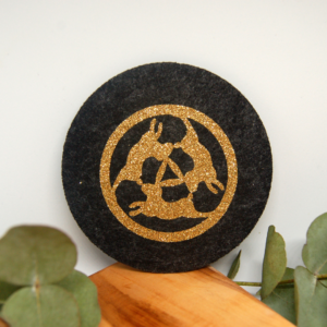 Tassenuntersetzer Drei Hasen Gold Glitzer Untersetzer aus Filz f&uuml;r Kaffeetassen