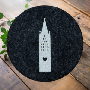 Tassenuntersetzer Paderborn Dom Wei&szlig; Glitzer Untersetzer aus Filz f&uuml;r Kaffeetassen